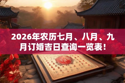 2026年农历七月、八月、九月订婚吉日查询一览表！