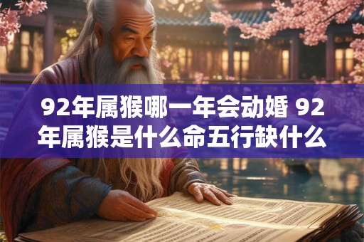 92年属猴哪一年会动婚 92年属猴是什么命五行缺什么