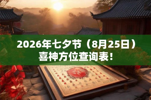 2026年七夕节（8月25日）喜神方位查询表！