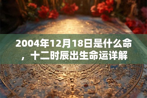 2004年12月18日是什么命，十二时辰出生命运详解