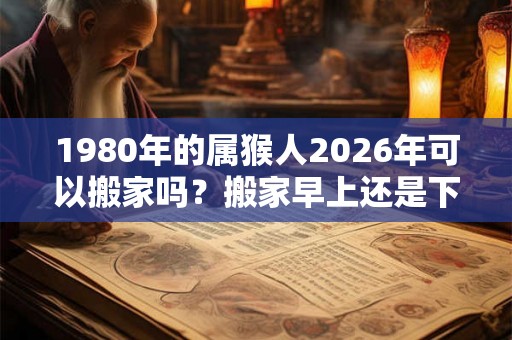 1980年的属猴人2026年可以搬家吗？搬家早上还是下午好？