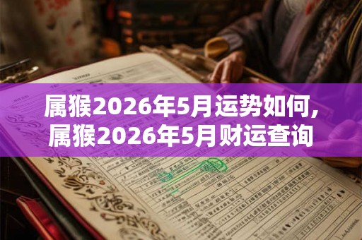 属猴2026年5月运势如何,属猴2026年5月财运查询