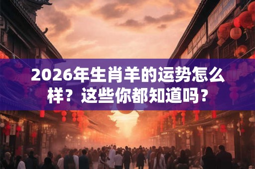 2026年生肖羊的运势怎么样？这些你都知道吗？