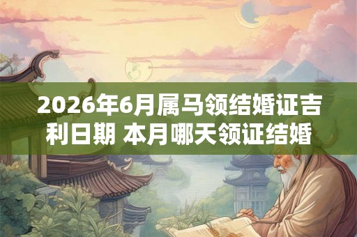 2026年6月属马领结婚证吉利日期 本月哪天领证结婚好