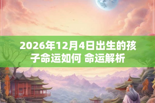 2026年12月4日出生的孩子命运如何 命运解析