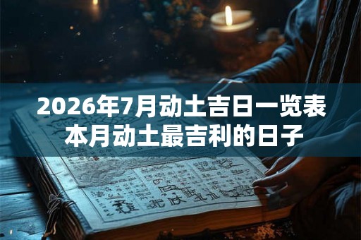 2026年7月动土吉日一览表 本月动土最吉利的日子
