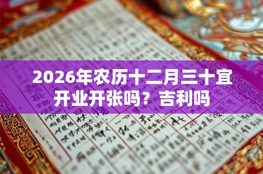 2026年农历十二月三十宜开业开张吗？吉利吗