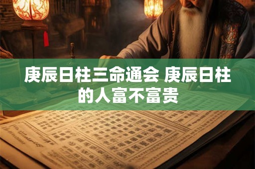 庚辰日柱三命通会 庚辰日柱的人富不富贵