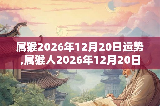 属猴2026年12月20日运势,属猴人2026年12月20日财运,生肖猴2026年12月20日运势