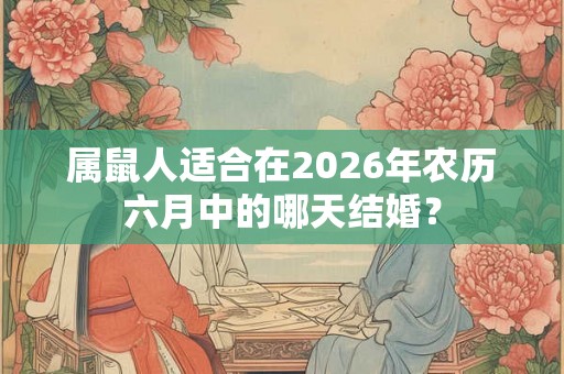 属鼠人适合在2026年农历六月中的哪天结婚？