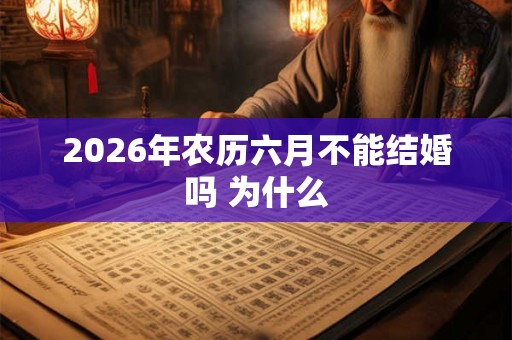 2026年农历六月不能结婚吗 为什么