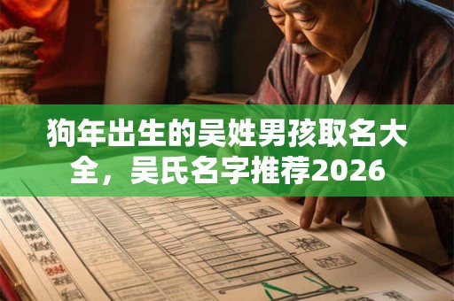 狗年出生的吴姓男孩取名大全,吴氏名字推荐2026 狗年出生的吴姓男孩取名大全,吴氏名字推荐2026