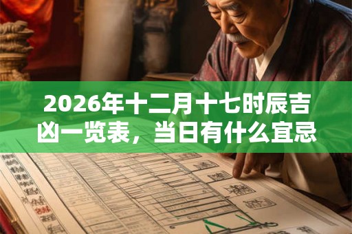2026年十二月十七时辰吉凶一览表，当日有什么宜忌？