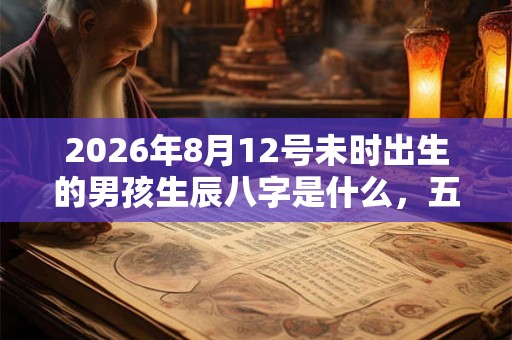 2026年8月12号未时出生的男孩生辰八字是什么，五行属什么？