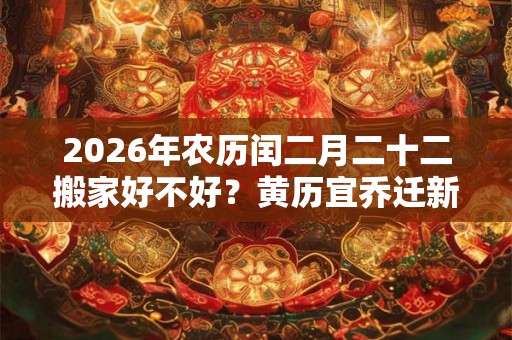 2026年农历闰二月二十二搬家好不好？黄历宜乔迁新居吗？