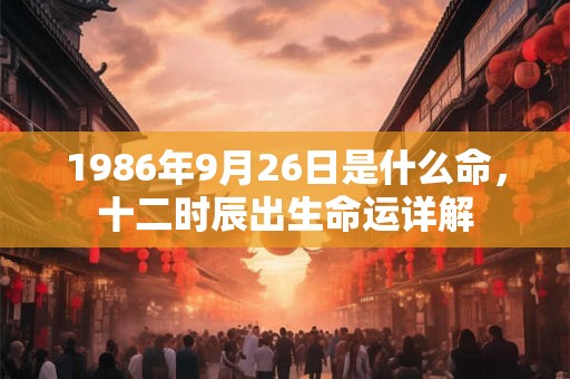 1986年9月26日是什么命，十二时辰出生命运详解