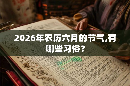 2026年农历六月的节气,有哪些习俗？
