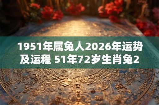 1951年属兔人2026年运势及运程 51年72岁生肖兔2026年每月运势