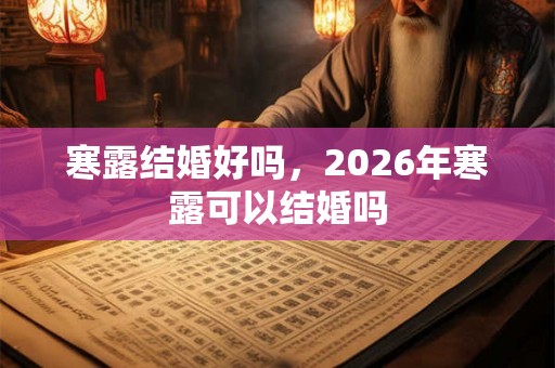 寒露结婚好吗,2026年寒露可以结婚吗 寒露结婚好吗,2026年寒露可以结婚吗