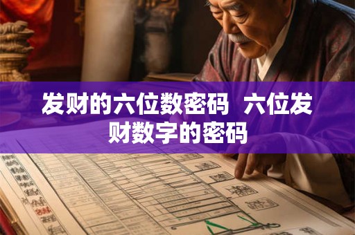 发财的六位数密码  六位发财数字的密码