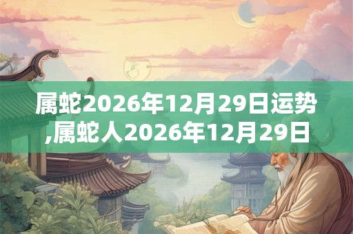 属蛇2026年12月29日运势,属蛇人2026年12月29日财运,生肖蛇2026年12月29日运势