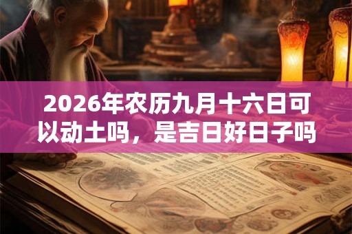 2026年农历九月十六日可以动土吗，是吉日好日子吗？