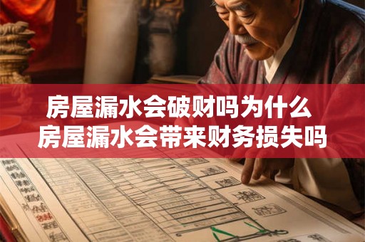 房屋漏水会破财吗为什么 房屋漏水会带来财务损失吗
