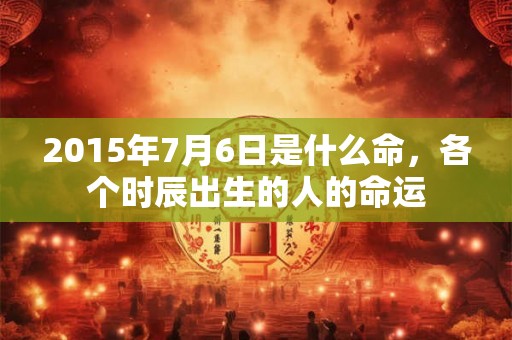 2015年7月6日是什么命，各个时辰出生的人的命运