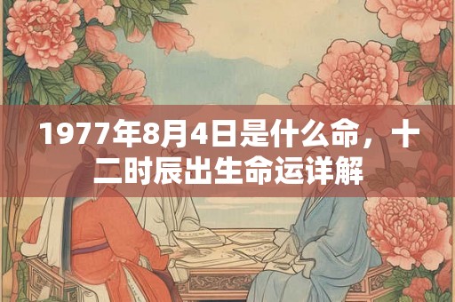 1977年8月4日是什么命，十二时辰出生命运详解