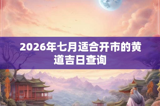 2026年七月适合开市的黄道吉日查询