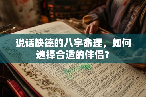 说话缺德的八字命理，如何选择合适的伴侣？