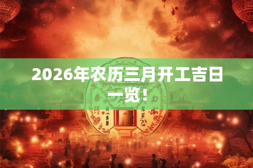 2026年农历三月开工吉日一览！