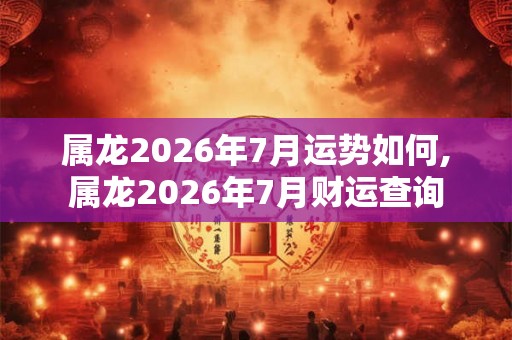 属龙2026年7月运势如何,属龙2026年7月财运查询