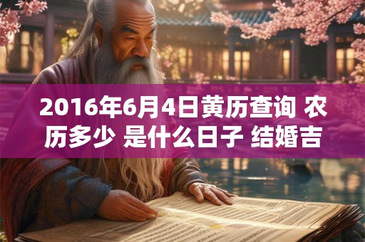 2016年6月4日黄历查询 农历多少 是什么日子 结婚吉时 2016年6月4日黄历查询 农历多少 是什么日子 结婚吉时