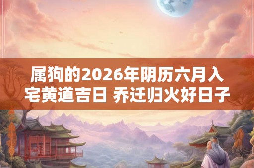 属狗的2026年阴历六月入宅黄道吉日 乔迁归火好日子