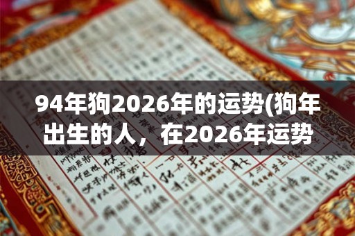 94年狗2026年的运势(狗年出生的人,在2026年运势如何?) 94年狗2026年的运势(狗年出生的人,在2026年运势如何?)