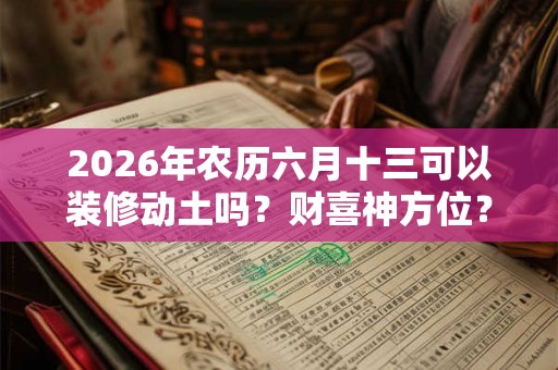 2026年农历六月十三可以装修动土吗?财喜神方位? 2026年农历六月十三可以装修动土吗?财喜神方位?