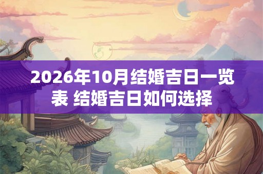 2026年10月结婚吉日一览表 结婚吉日如何选择