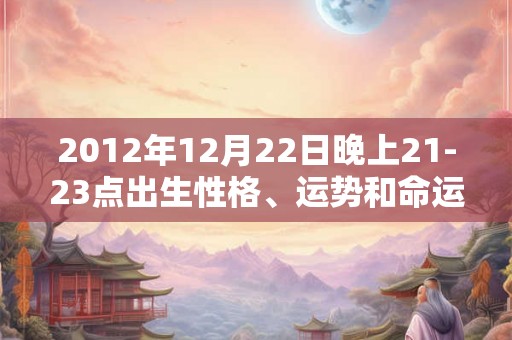 2012年12月22日晚上21-23点出生性格、运势和命运