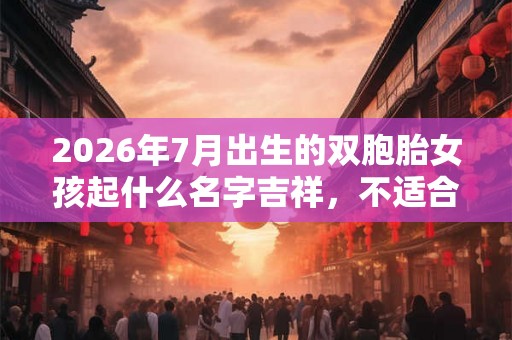2026年7月出生的双胞胎女孩起什么名字吉祥，不适合用哪些字