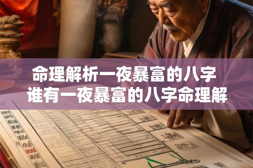 命理解析一夜暴富的八字 谁有一夜暴富的八字命理解析 命理解析一夜暴富的八字 谁有一夜暴富的八字命理解析