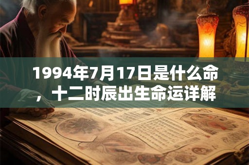1994年7月17日是什么命，十二时辰出生命运详解