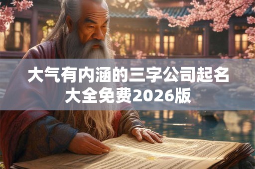 大气有内涵的三字公司起名大全免费2026版