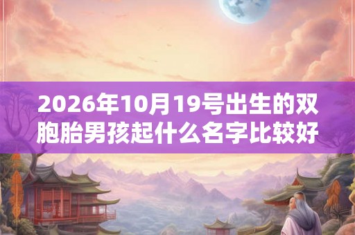 2026年10月19号出生的双胞胎男孩起什么名字比较好，五行属什么