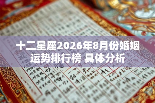 十二星座2026年8月份婚姻运势排行榜 具体分析