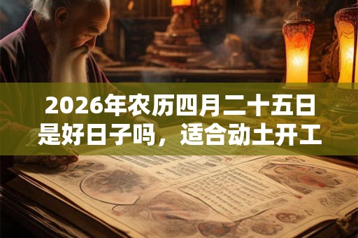 2026年农历四月二十五日是好日子吗，适合动土开工吗？