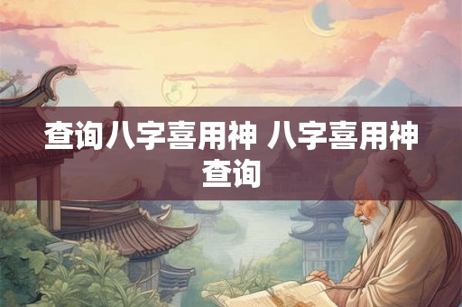 查询八字喜用神 八字喜用神查询