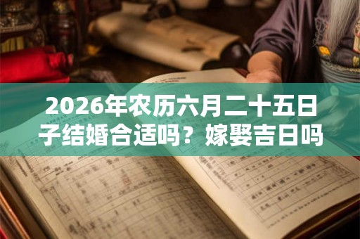 2026年农历六月二十五日子结婚合适吗？嫁娶吉日吗？