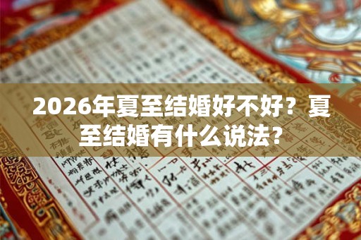 2026年夏至结婚好不好？夏至结婚有什么说法？