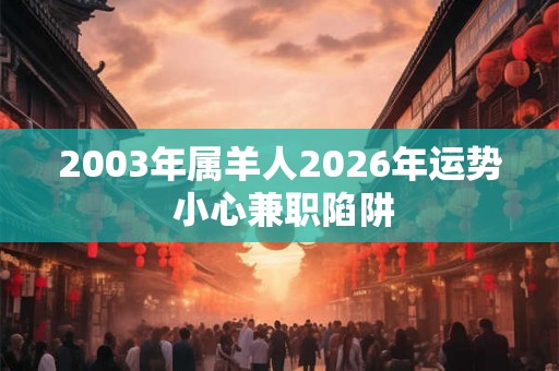 2003年属羊人2026年运势 小心兼职陷阱 2003年属羊人2026年运势 小心兼职陷阱